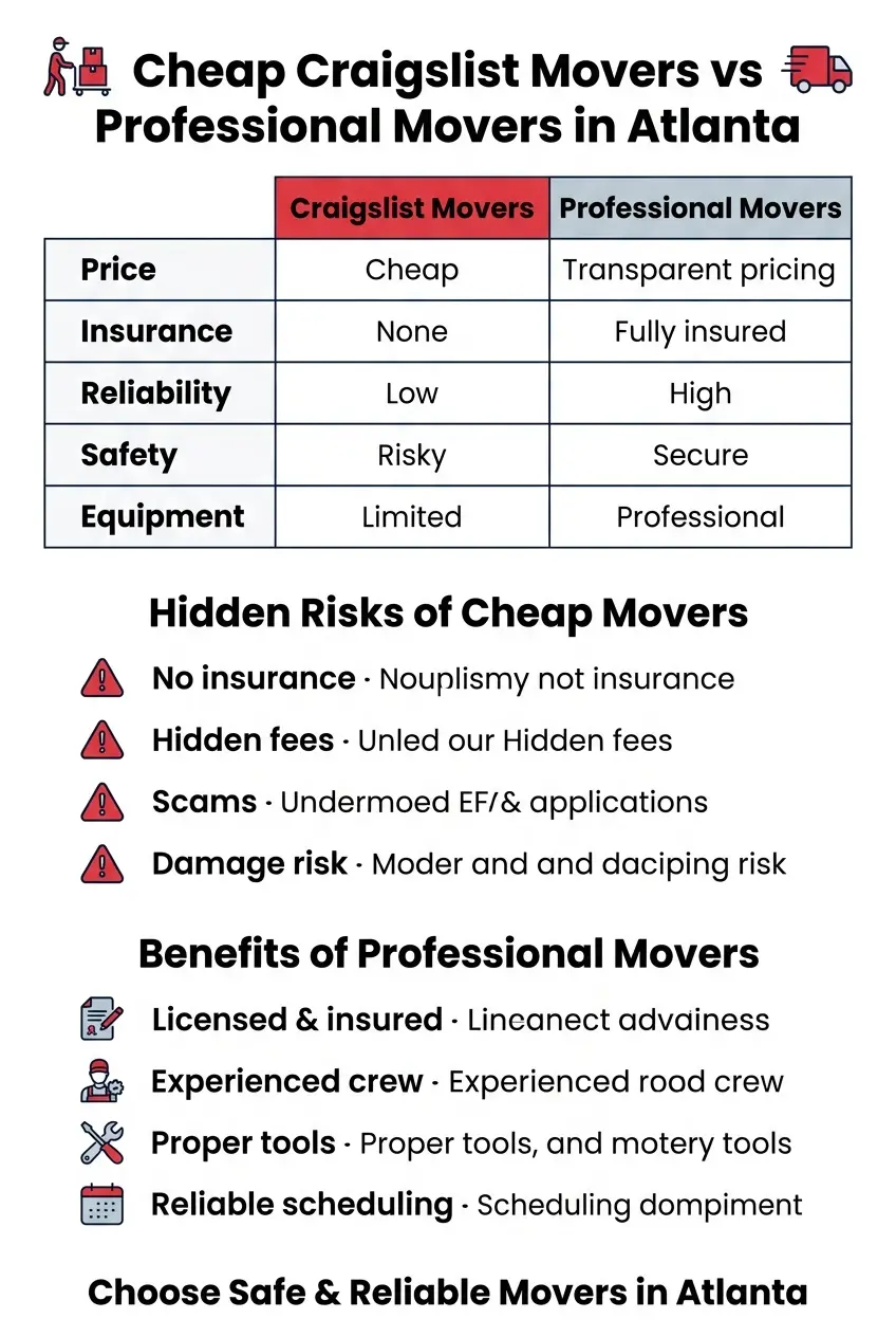 Cheap Craigslist Movers vs Professional Movers in Atlanta comparison