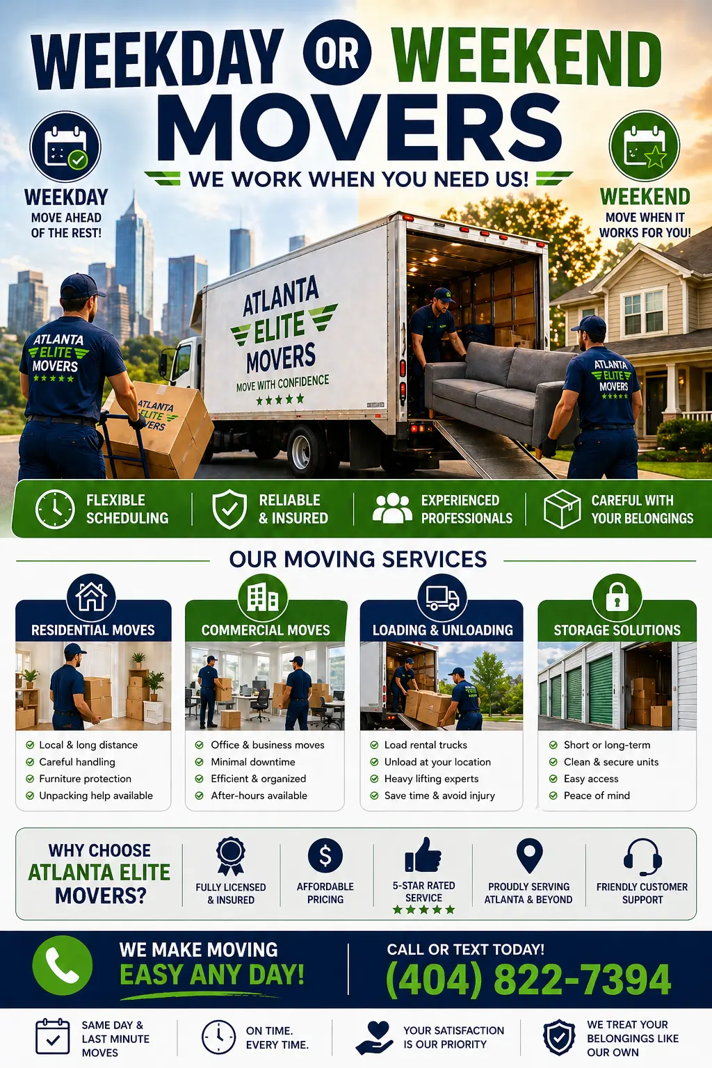 Weekday and weekend movers in Atlanta